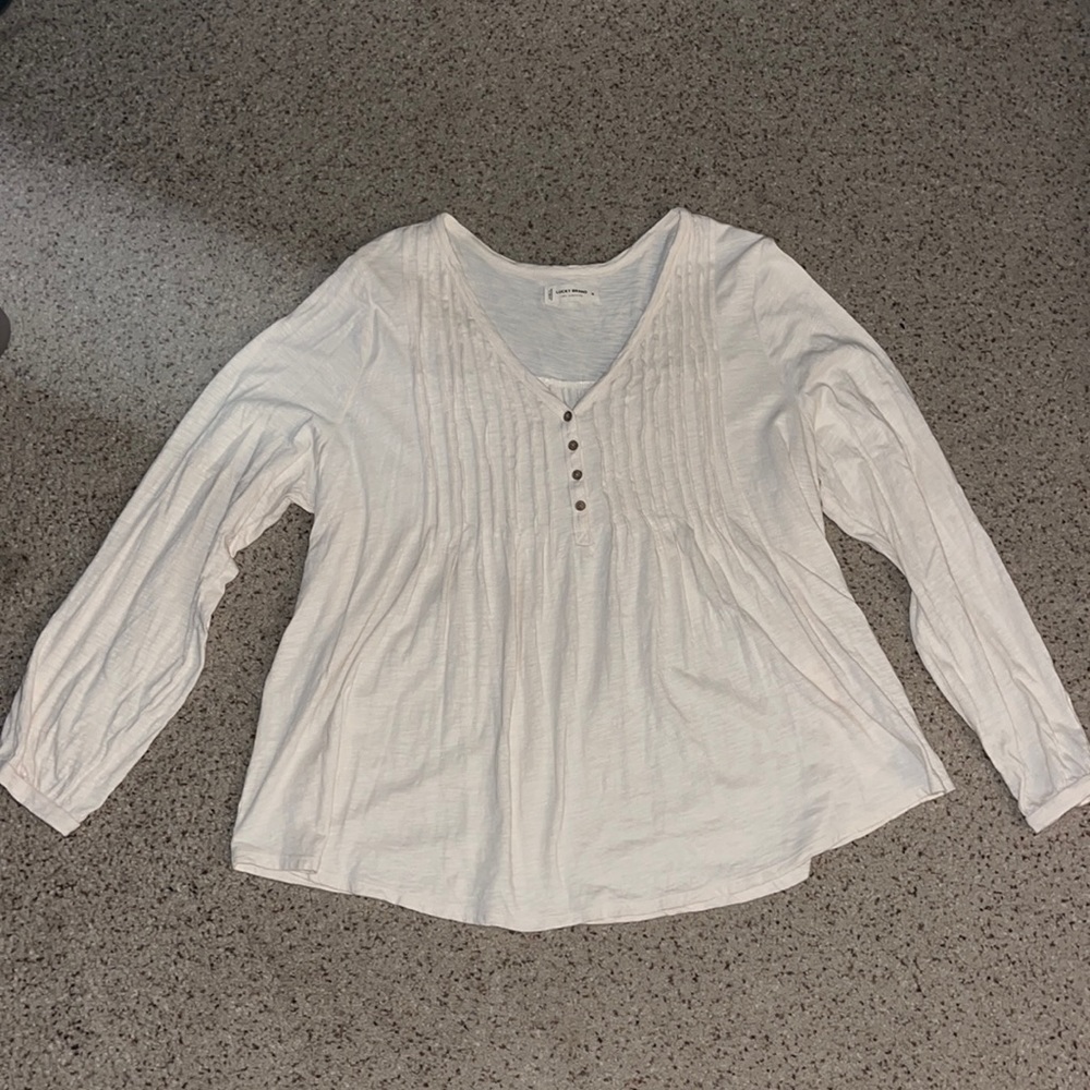 Lucky Brand cream boho peasant sleeve top
